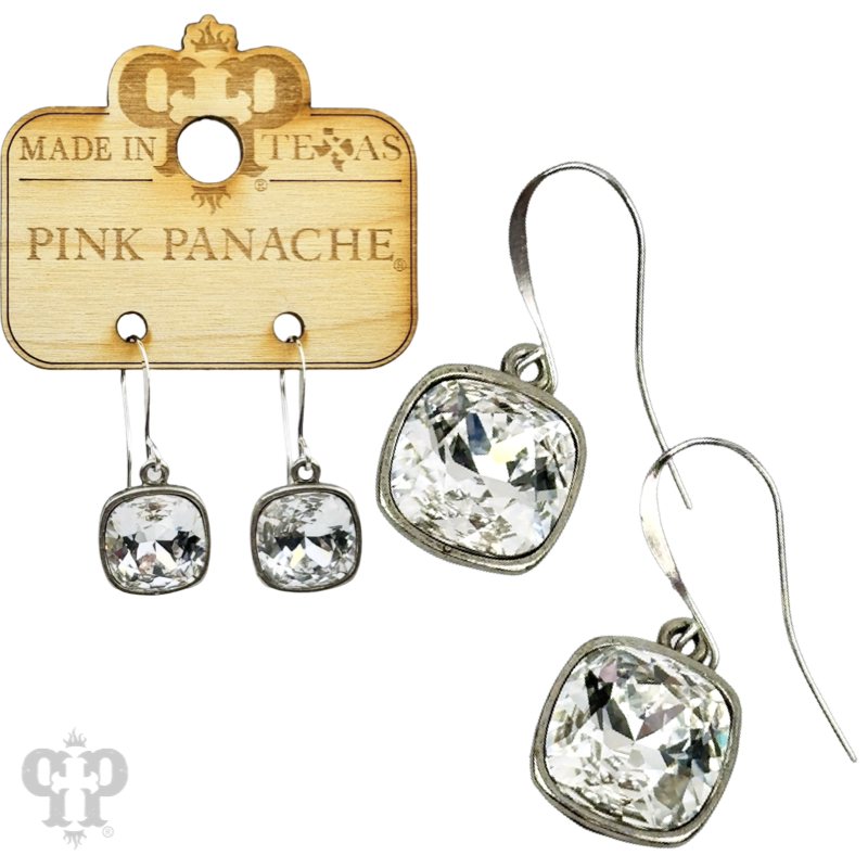 Square crystal earring with 12mm crystals from Swarovski®