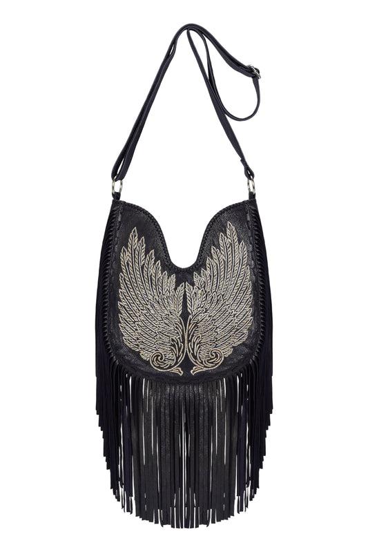 Fly Away With Me Embroidery Bag Metallic Navy/Silver