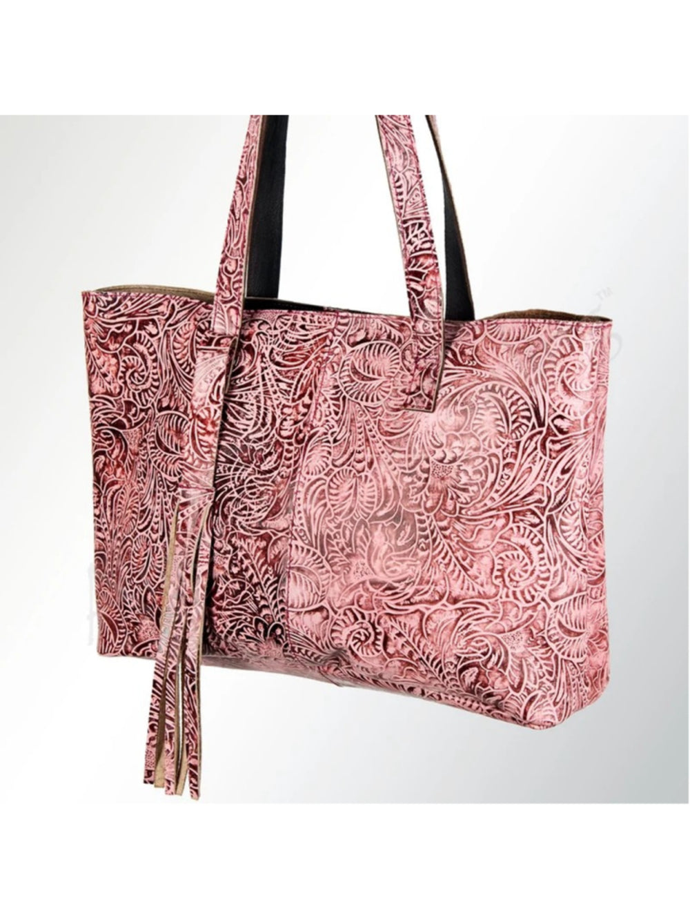 American Darling Rose Lattice tooled Leather Everyday Tote
