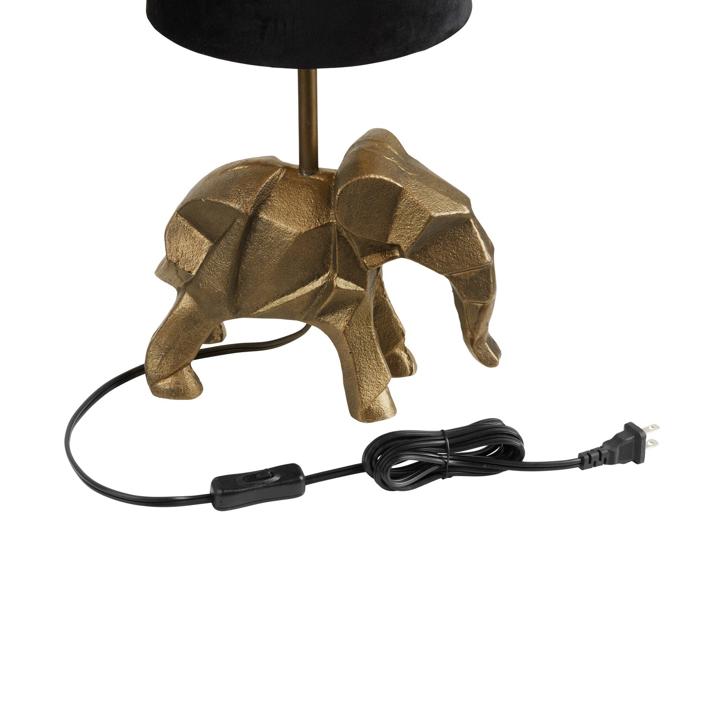 15.5''H Black Shade with Novelty Elephant Base Table Lamp
