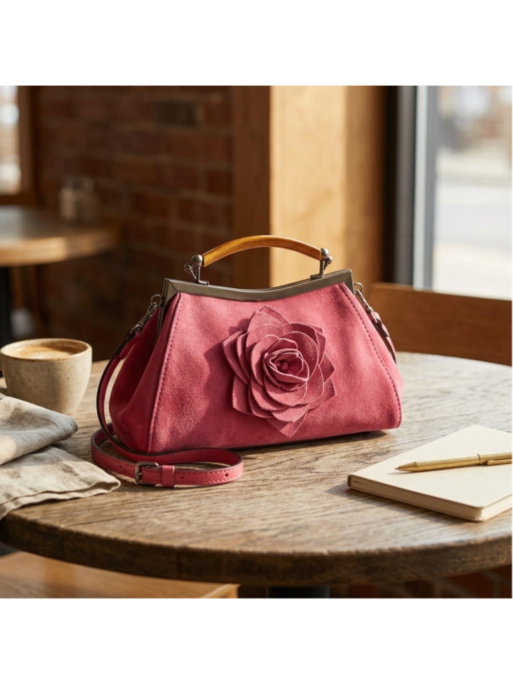 Patricia Nash Parisian Rose Suede Kelmscott Frame Bag