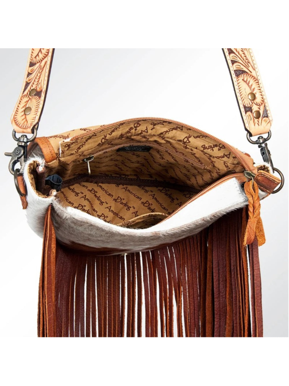American Darling Dusty Trails Western Fringe Leather Crossbody Bag