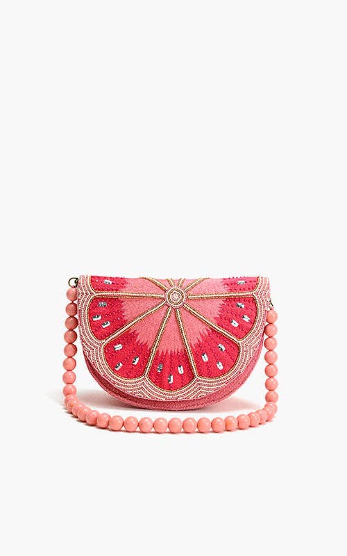 America & Beyond Cresent Pink Lemon Embellished Shoulder Bag