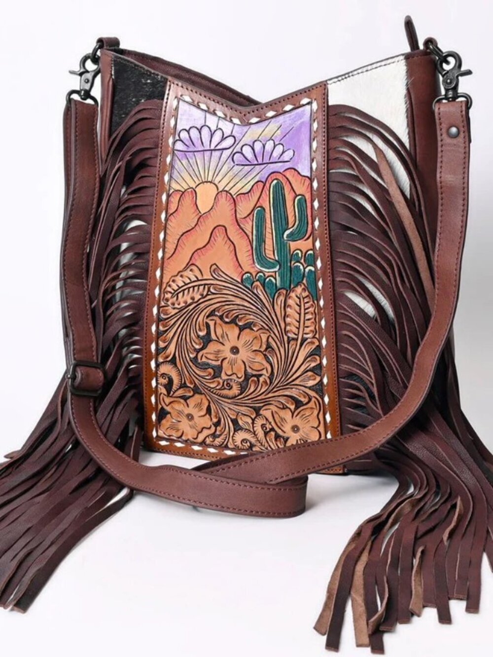American Darling Desert at Dusk Fringe Tooled Crossbody