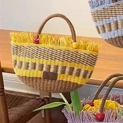 "The Tiscit and Tastic" Picnic Basket style handwoven handbag