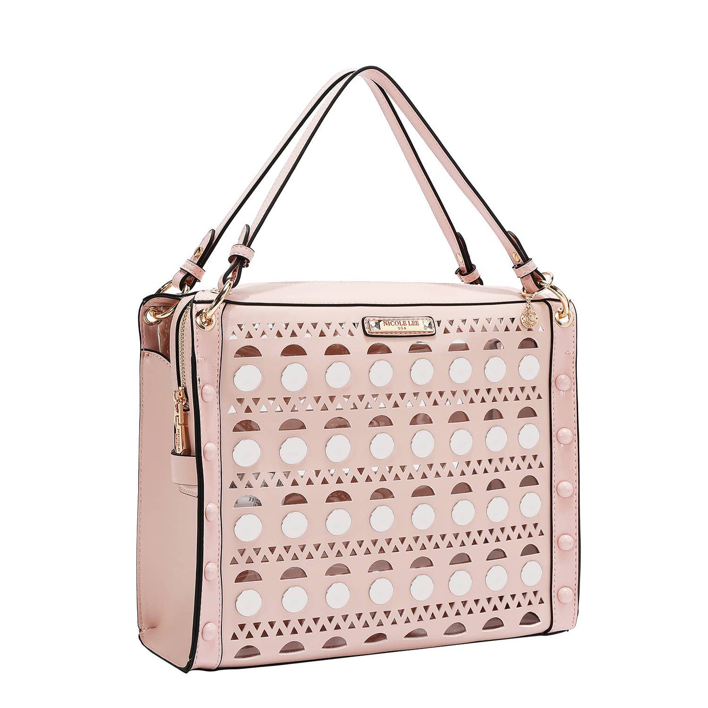 SILVER POP STUD SATCHEL BAG