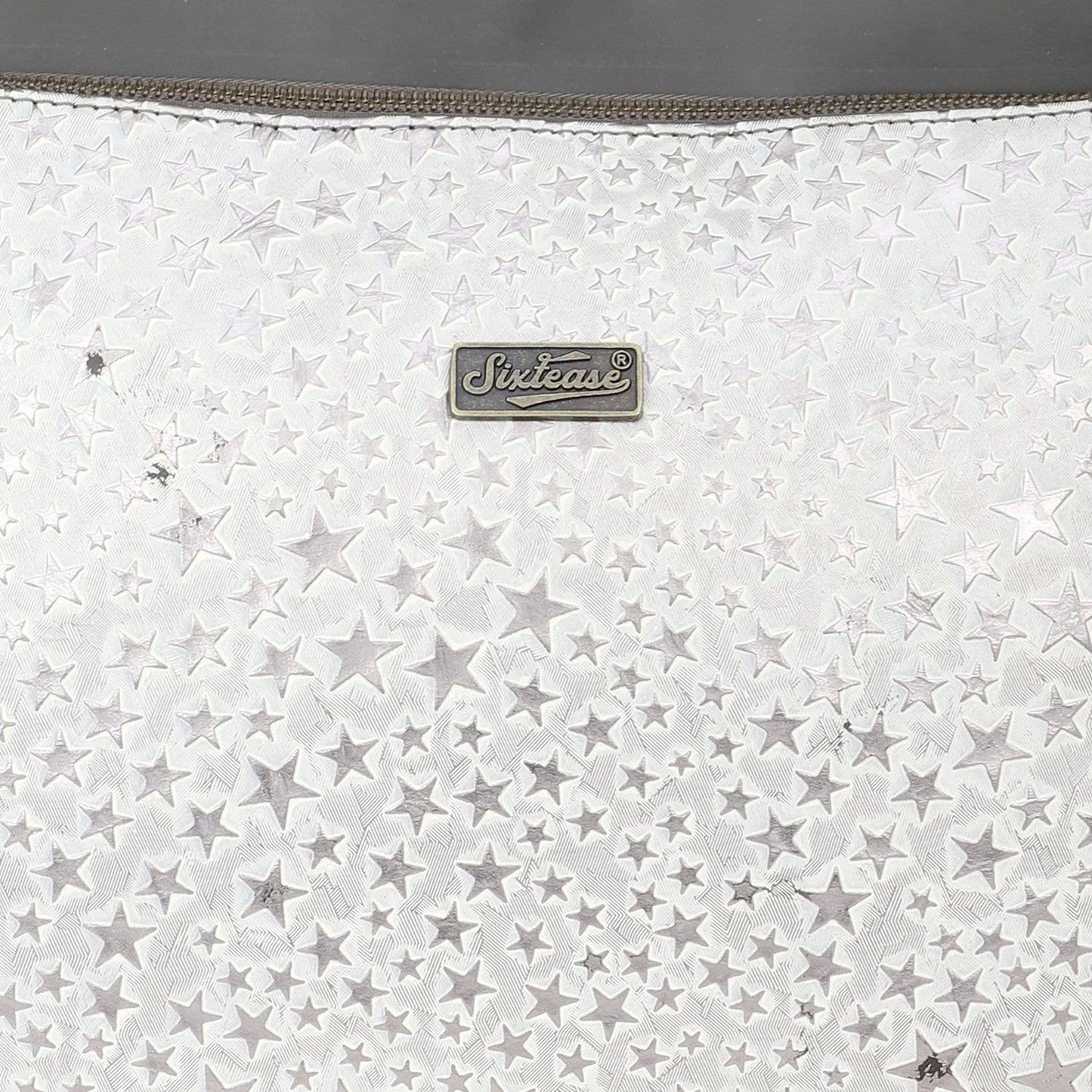 Leather Women's Shoulder Bag - Dark Gray Stars