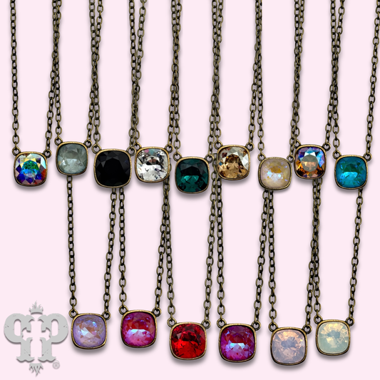 Square crystal from Swarovski® chain necklace, 12mm