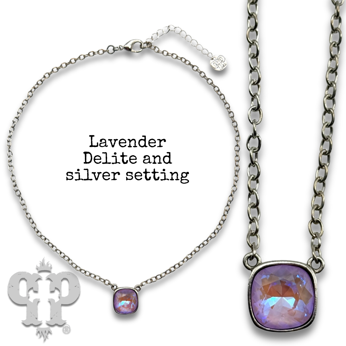 Square crystal from Swarovski® chain necklace, 12mm
