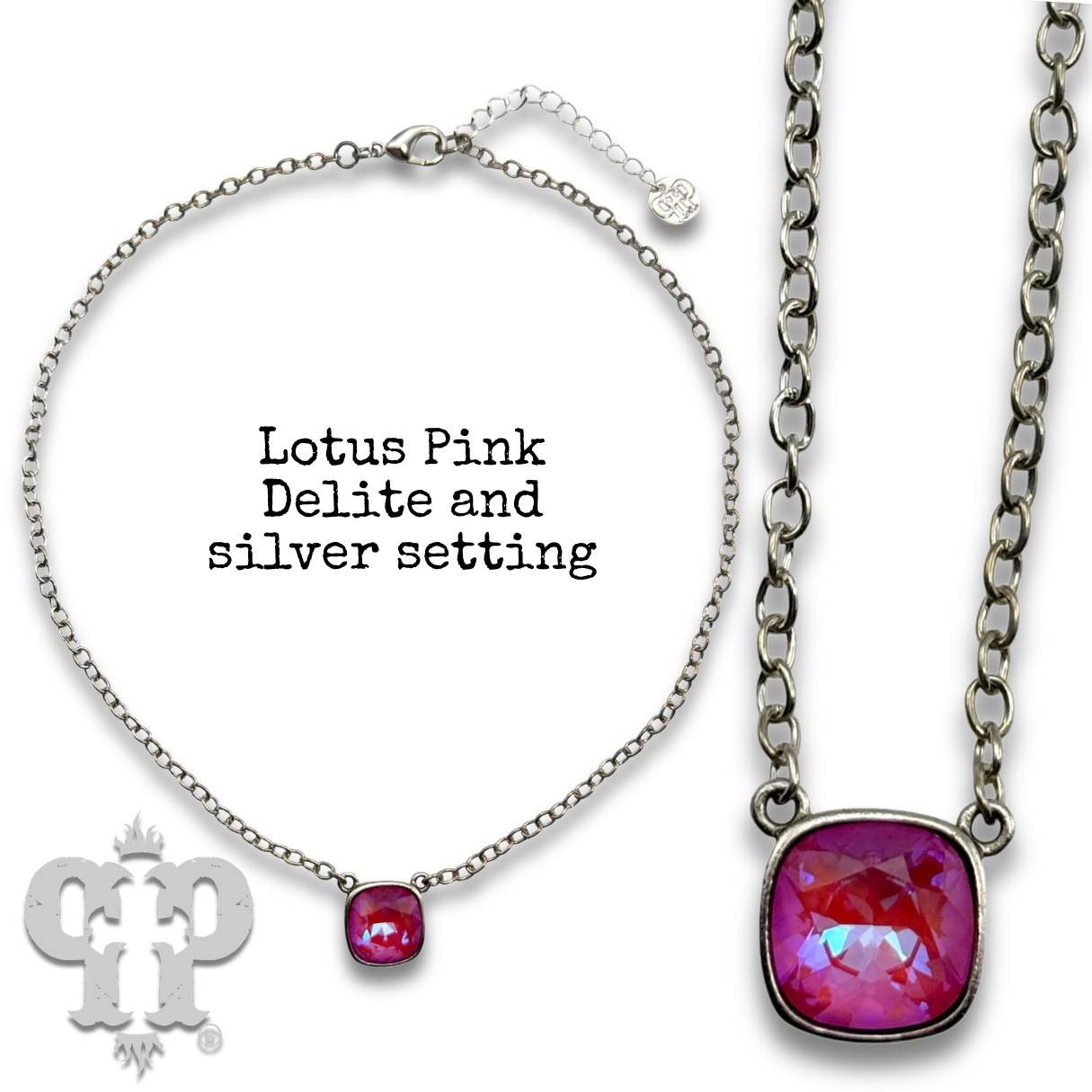 Square crystal from Swarovski® chain necklace, 12mm