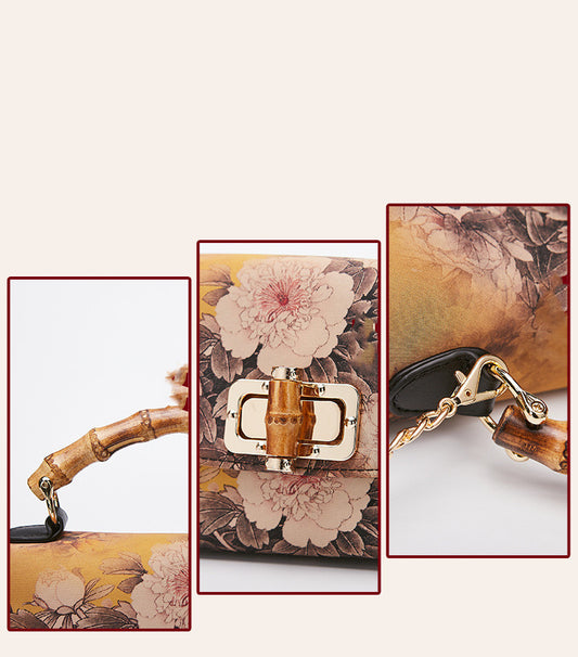Flower Odessey Retro Leather Antique Handbag
