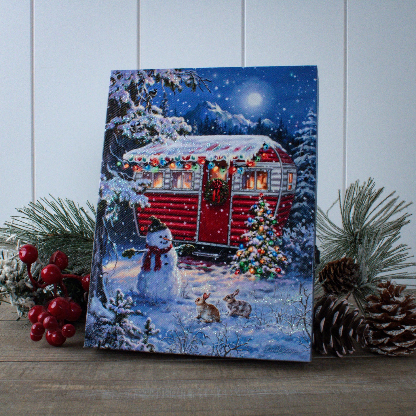 Snowy Retreat 8x6 Lighted Tabletop Canvas
