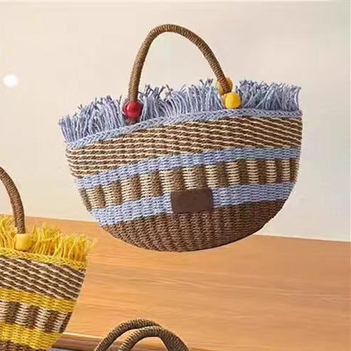 "The Tiscit and Tastic" Picnic Basket style handwoven handbag