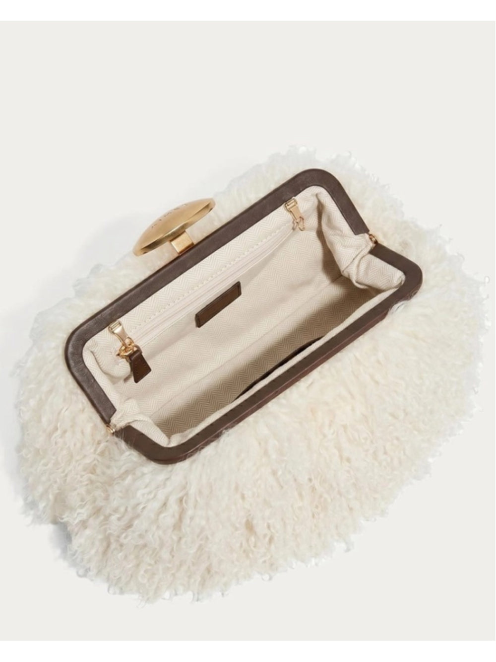 Aimee Kestenberg Full Circle Convertible Clutch Natural Mongolian Shearling