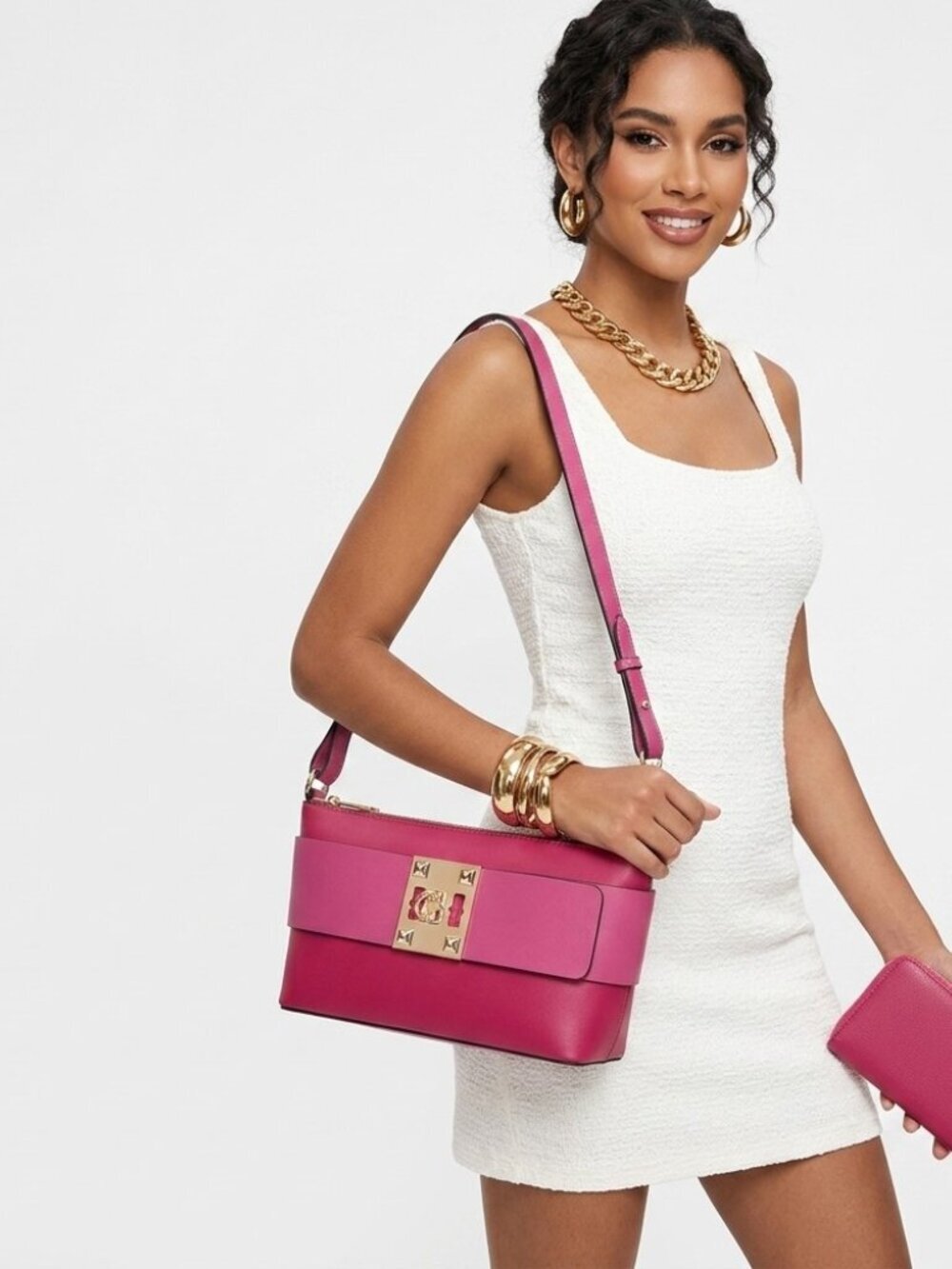 Pink Luxe Lock 2 in 1 Shoulder Bag Set