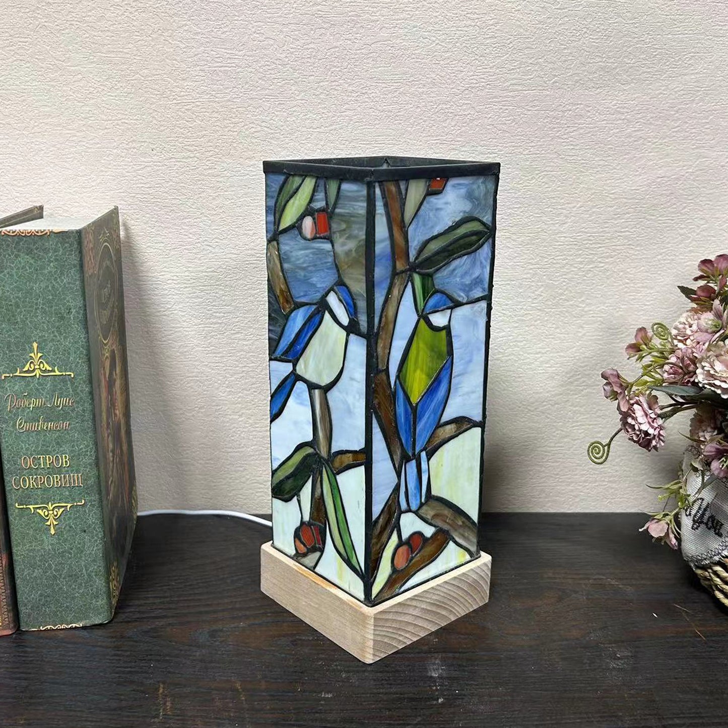 Colorful Stained-glass Bird And Duck Pattern Night Lamp A Cozy Decorative Light