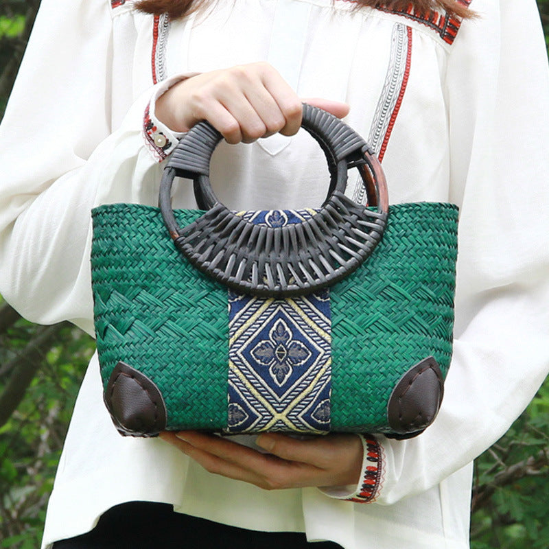 Vintage handmade straw handbag- The Salado Bag