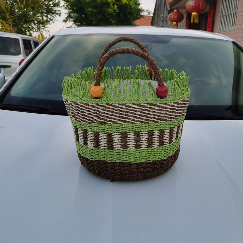 "The Tiscit and Tastic" Picnic Basket style handwoven handbag