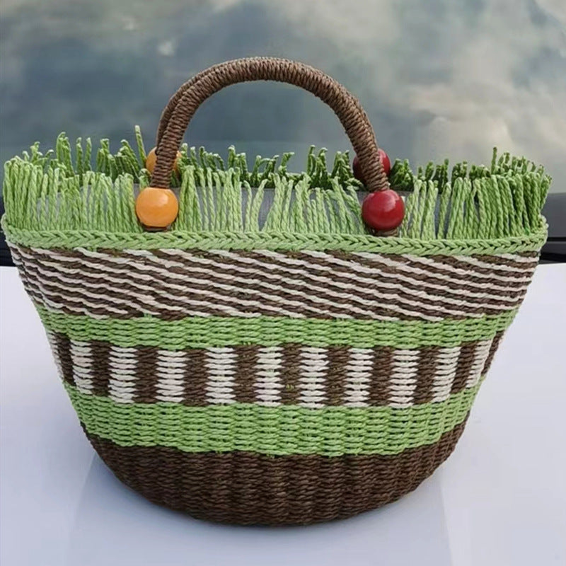"The Tiscit and Tastic" Picnic Basket style handwoven handbag
