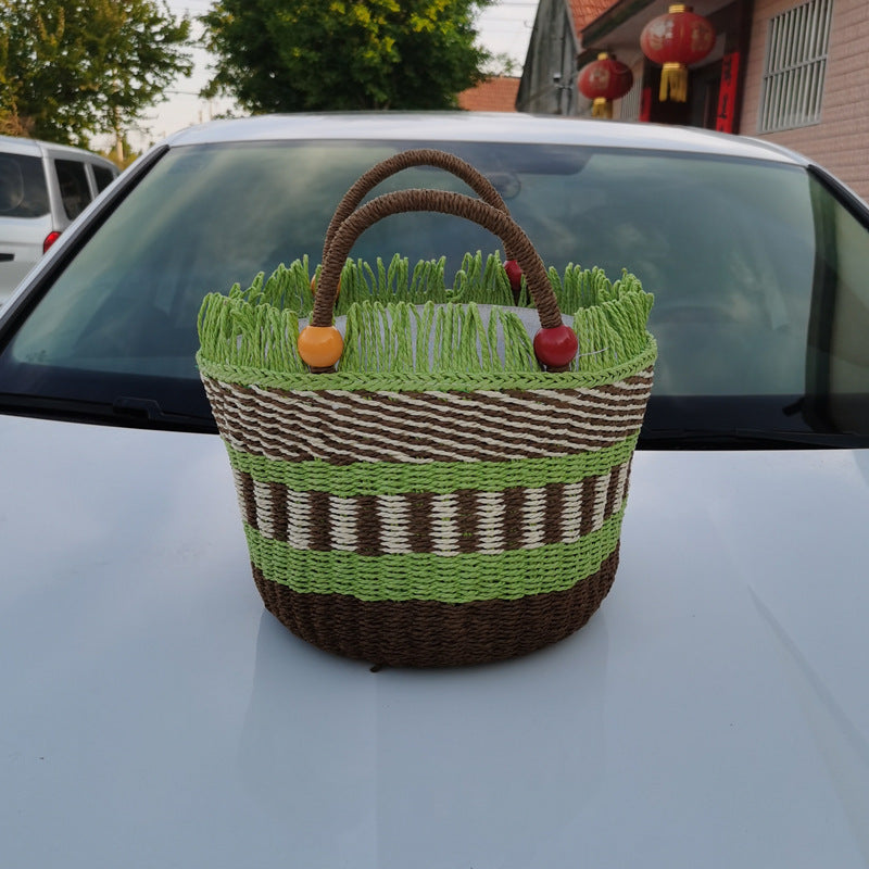 "The Tiscit and Tastic" Picnic Basket style handwoven handbag