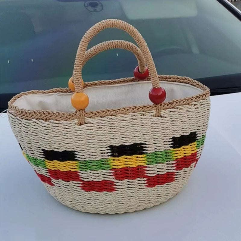 "The Tiscit and Tastic" Picnic Basket style handwoven handbag