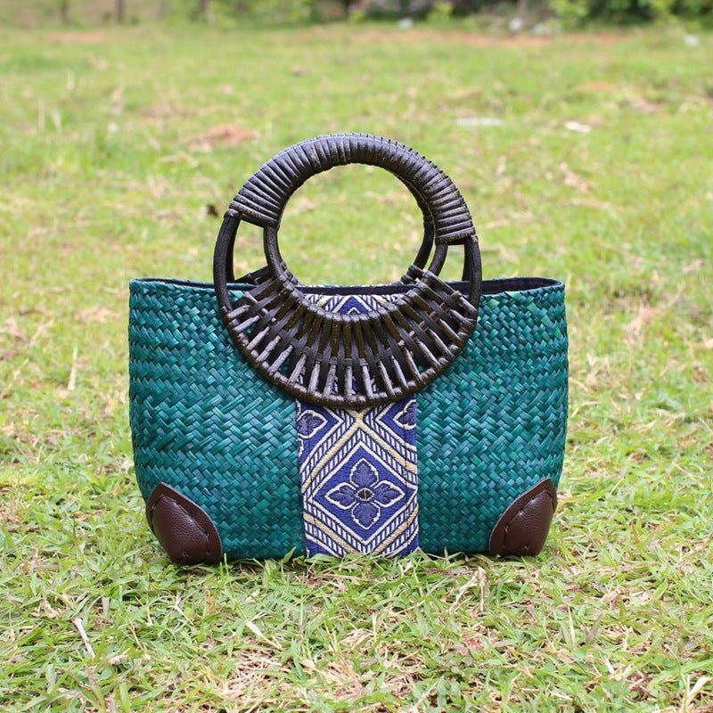 Vintage handmade straw handbag- The Salado Bag