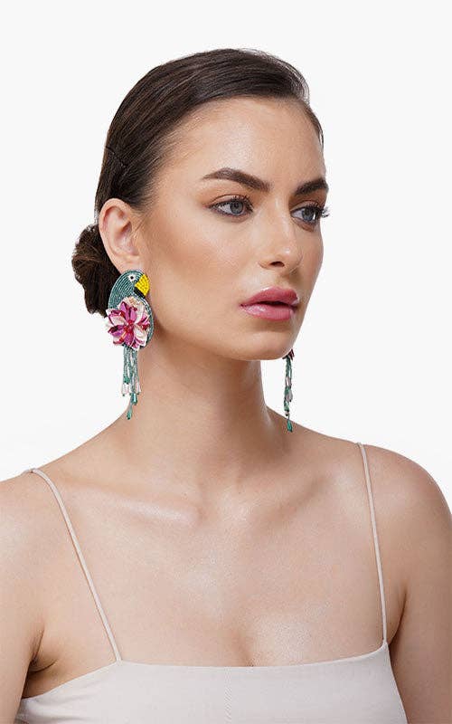 America & Beyond Retro Parrot Beaded Earrings