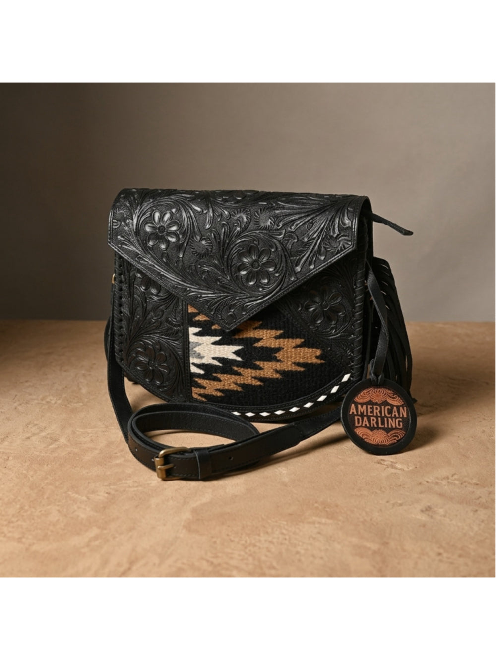 American Darling Desert Darkness Tooled Crossbody Bag