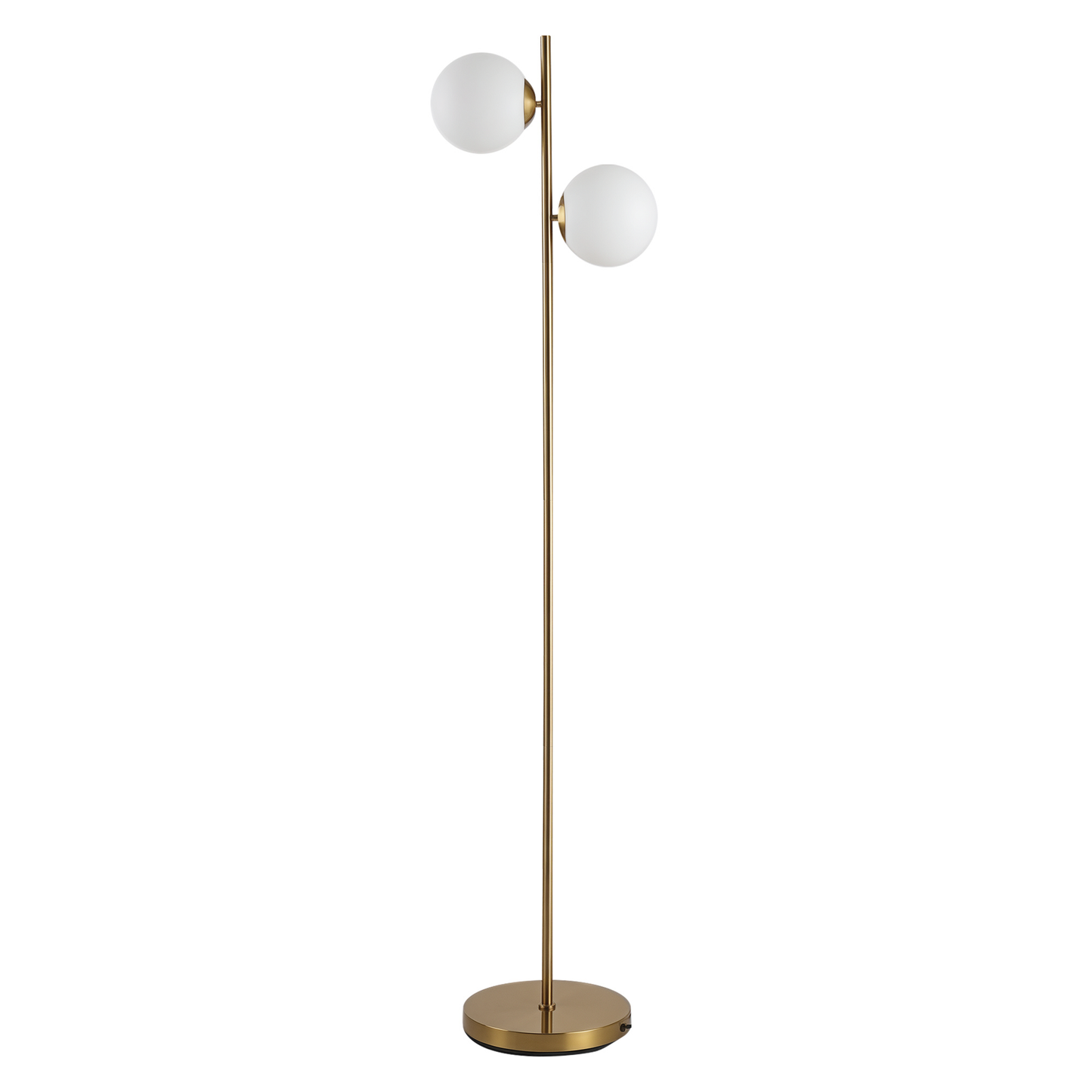 Floor Lamp w/ 2pcs Glass Lamp Shade Modern Portable Decorative Lamp, White