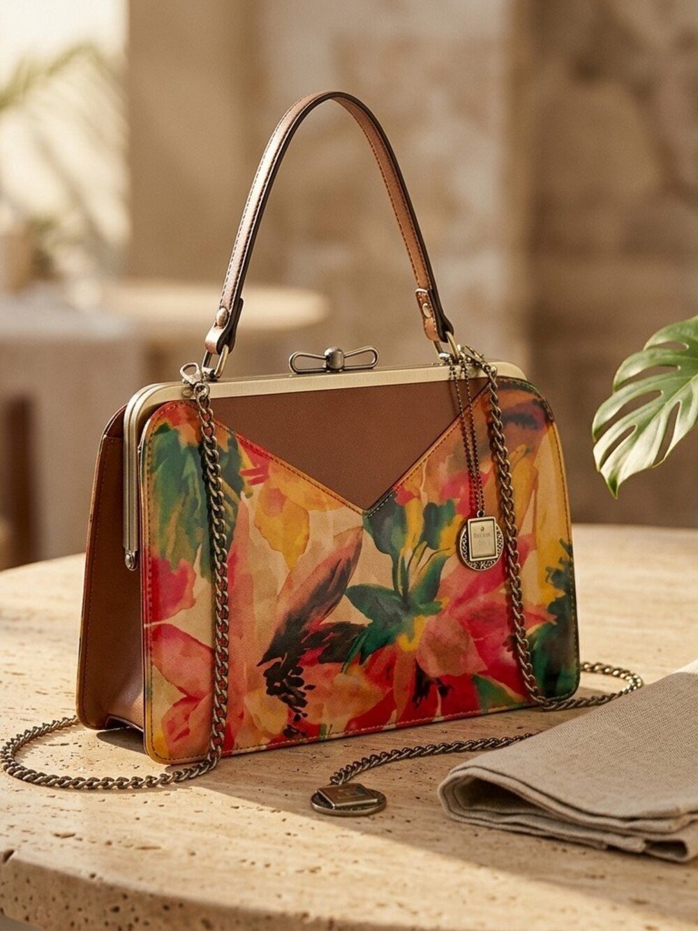 Patricia Nash Tokomo Frame all leather satchel in spring floral