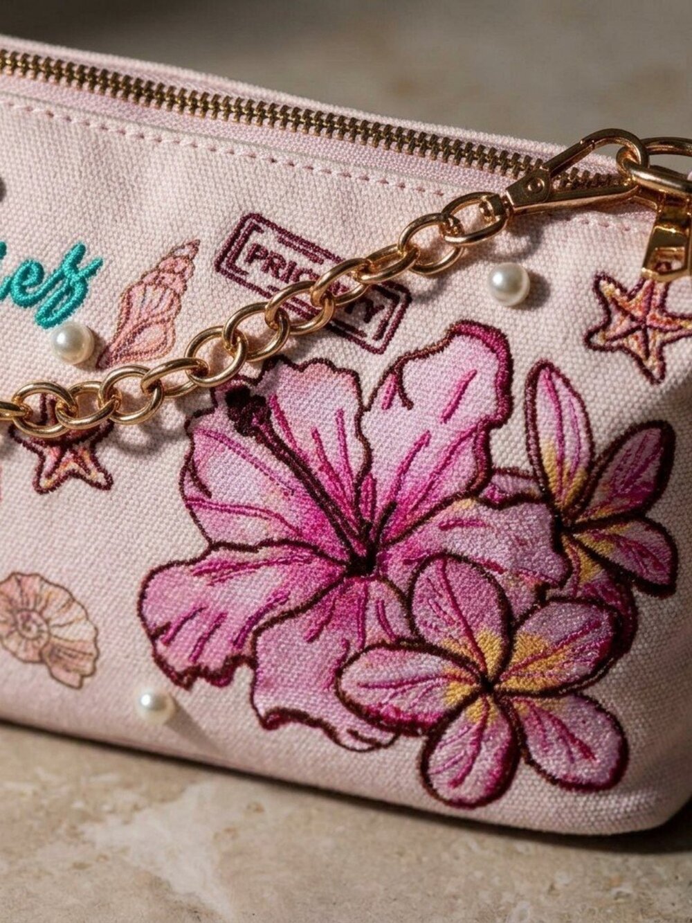 Tropical Charm Beaded Shoulder Bag