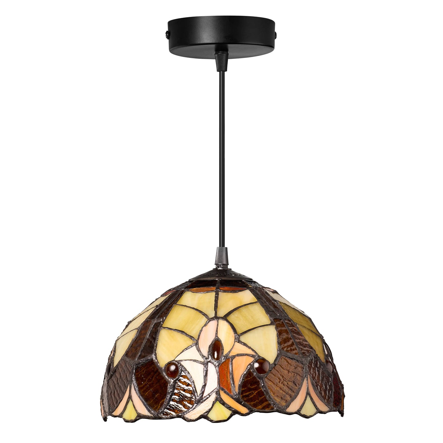 10"W Halston Traditional Amber Dome stained glass Shade Pendant