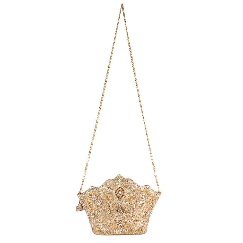 Mary Frances Golden Rule Beaded Crown Crossbody Clutch Handbag