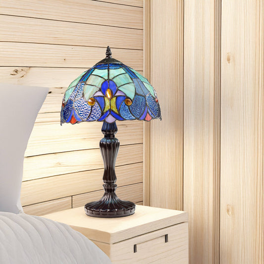 17"H Halston Candlestick Base Dome Shade stained glass Table Lamp