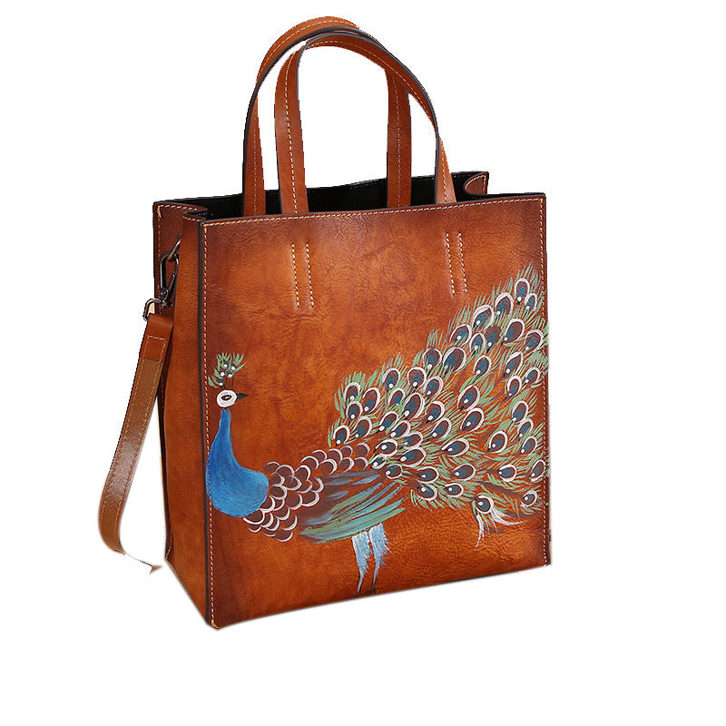 The Sassy Peacock Vintage Leather Women's Handbag