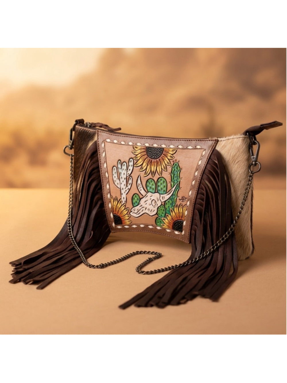 American Darling Longhorn Sunflowers in the Desert Spirit Fringe Crossbody