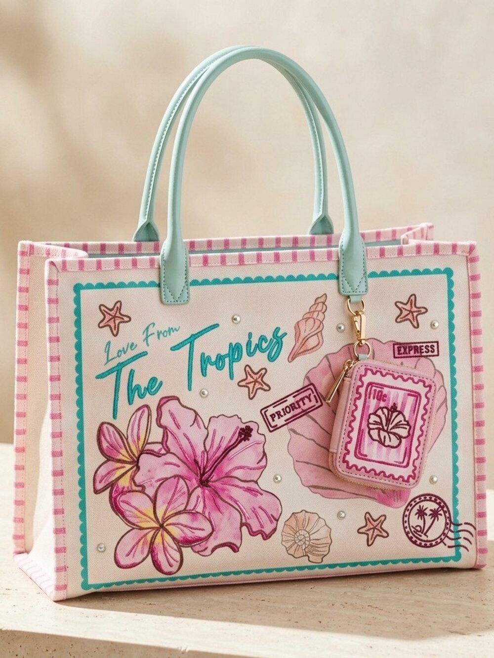 Tropical Postcard Tote Bag- Love from the Tropics Tote Bag