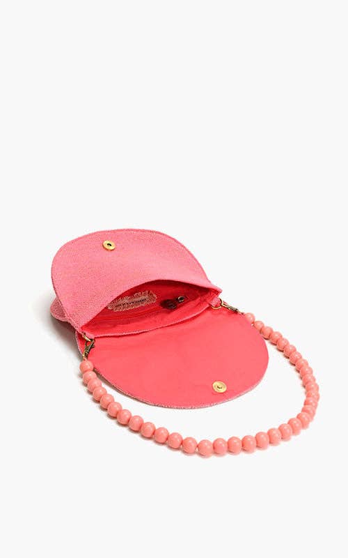 America & Beyond Cresent Pink Lemon Embellished Shoulder Bag