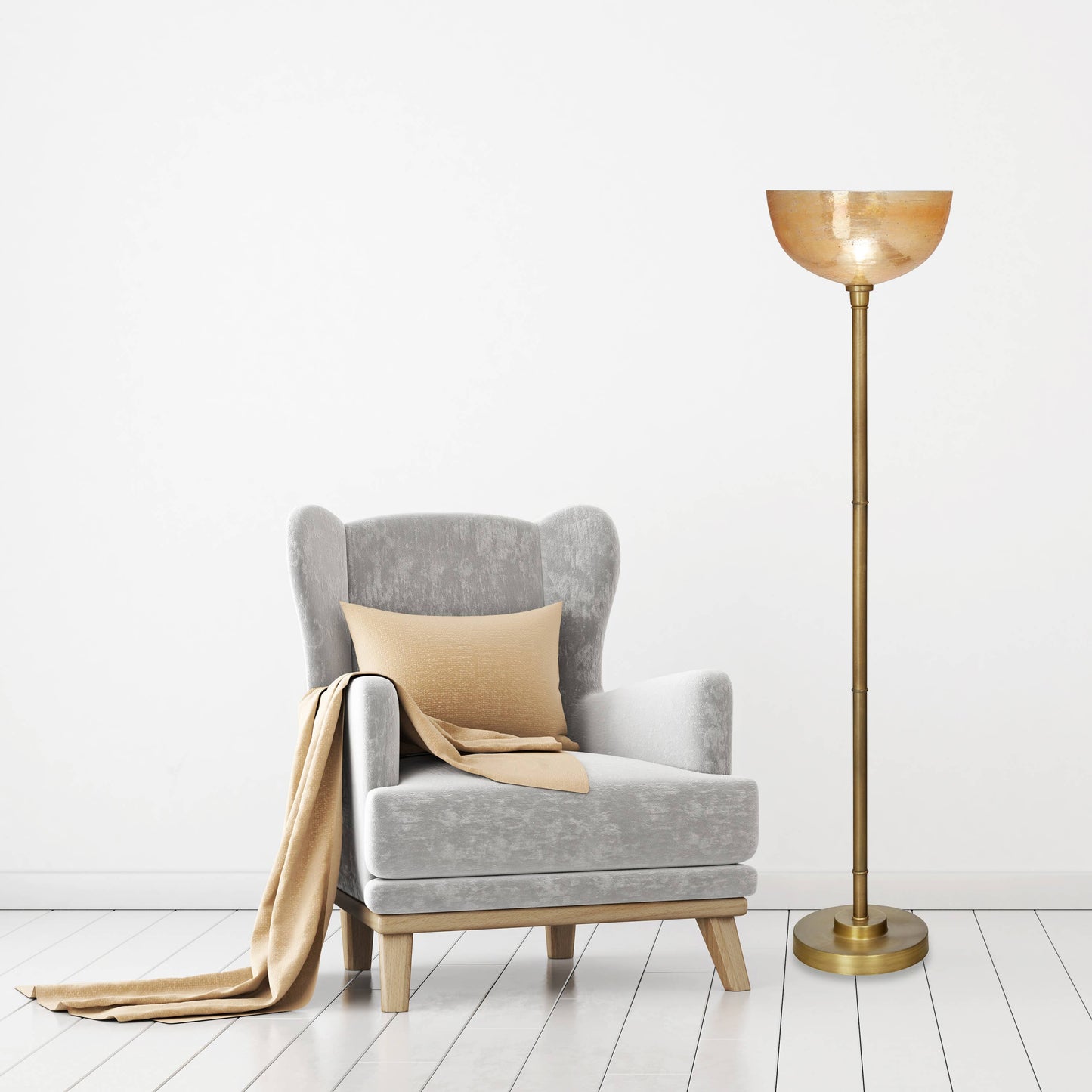 65.75"H Angie Glass and Metal Floor Lamp