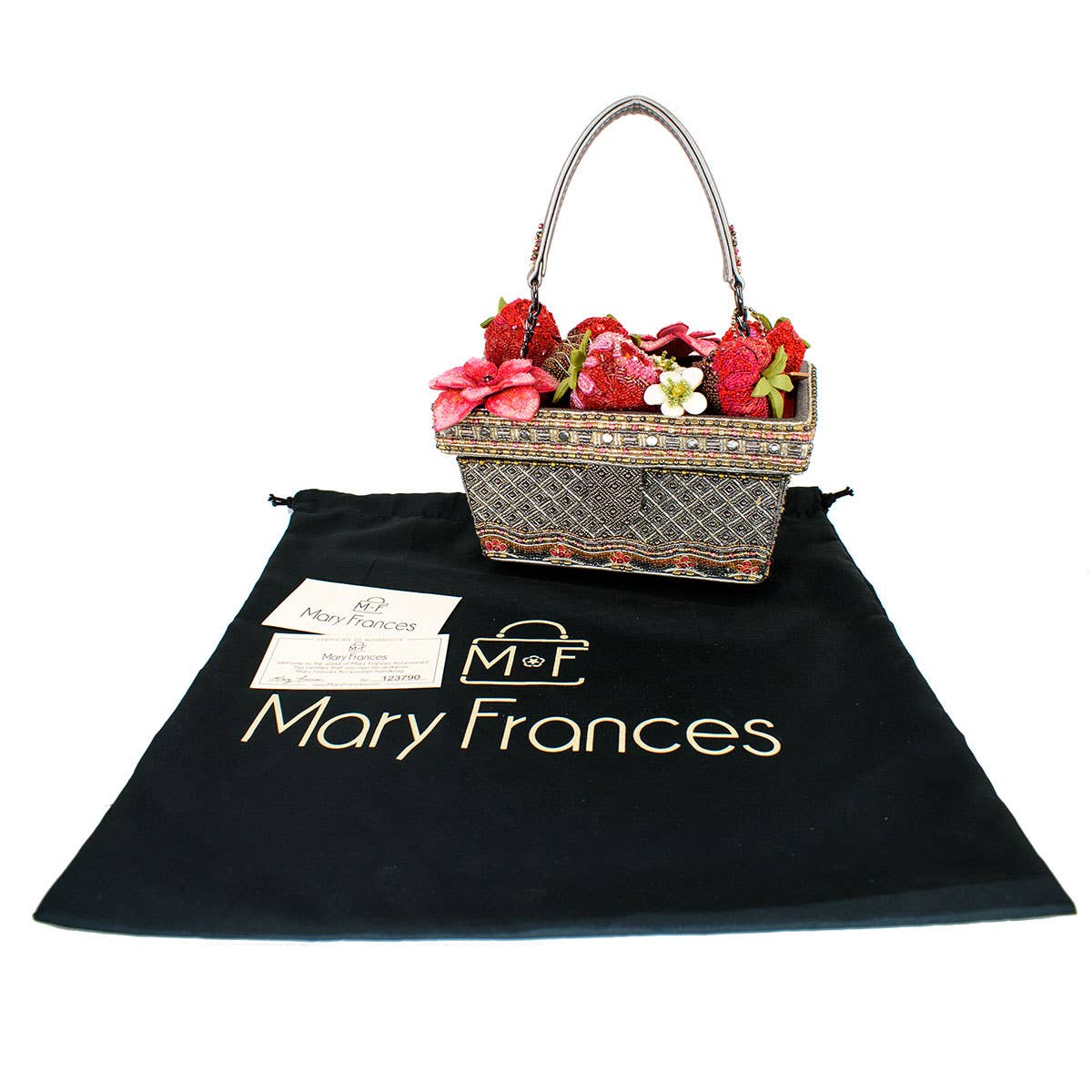 Berry Beautiful Top Handle Beaded Strawberry Basket Bag
