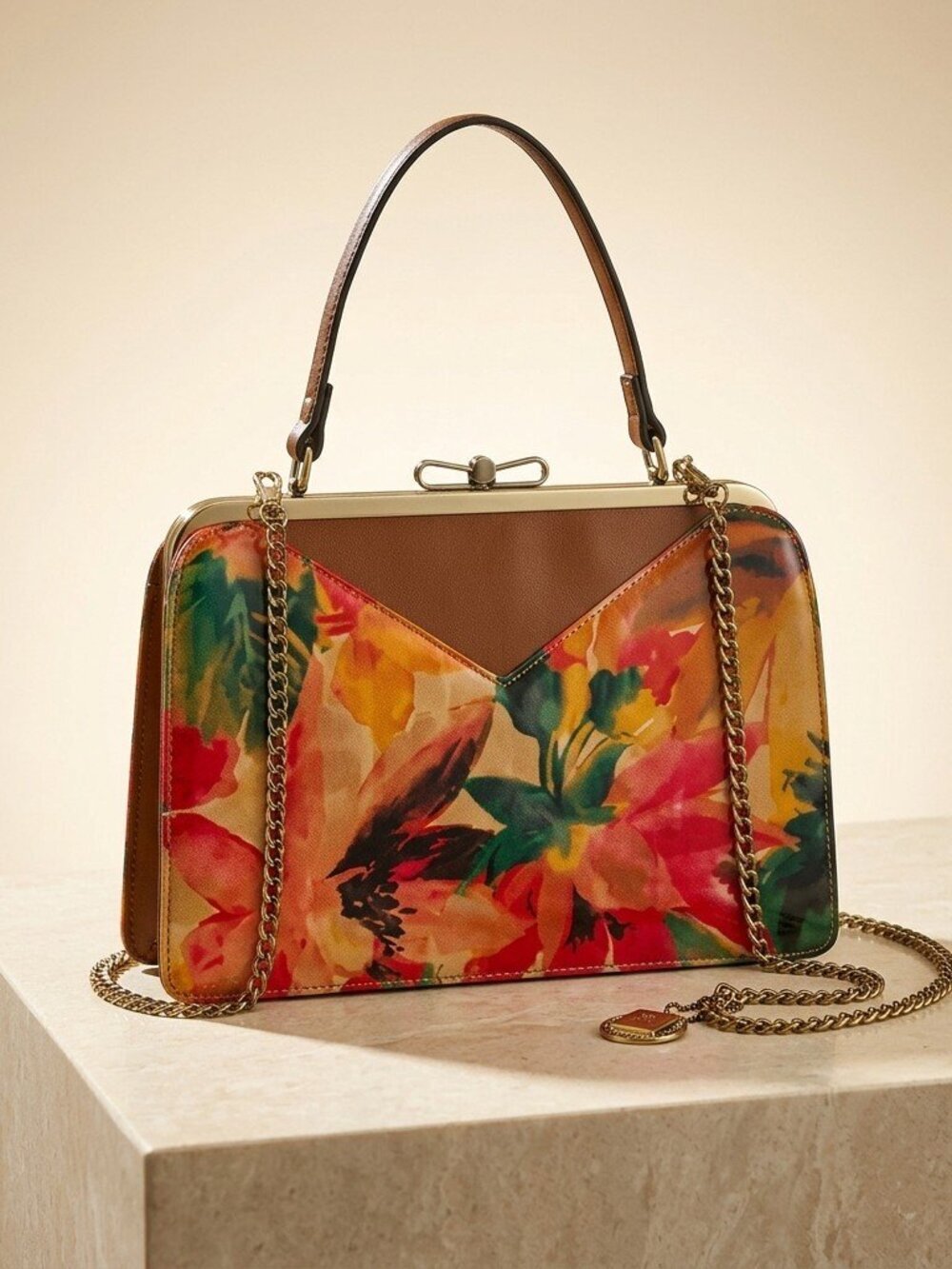 Patricia Nash Tokomo Frame all leather satchel in spring floral