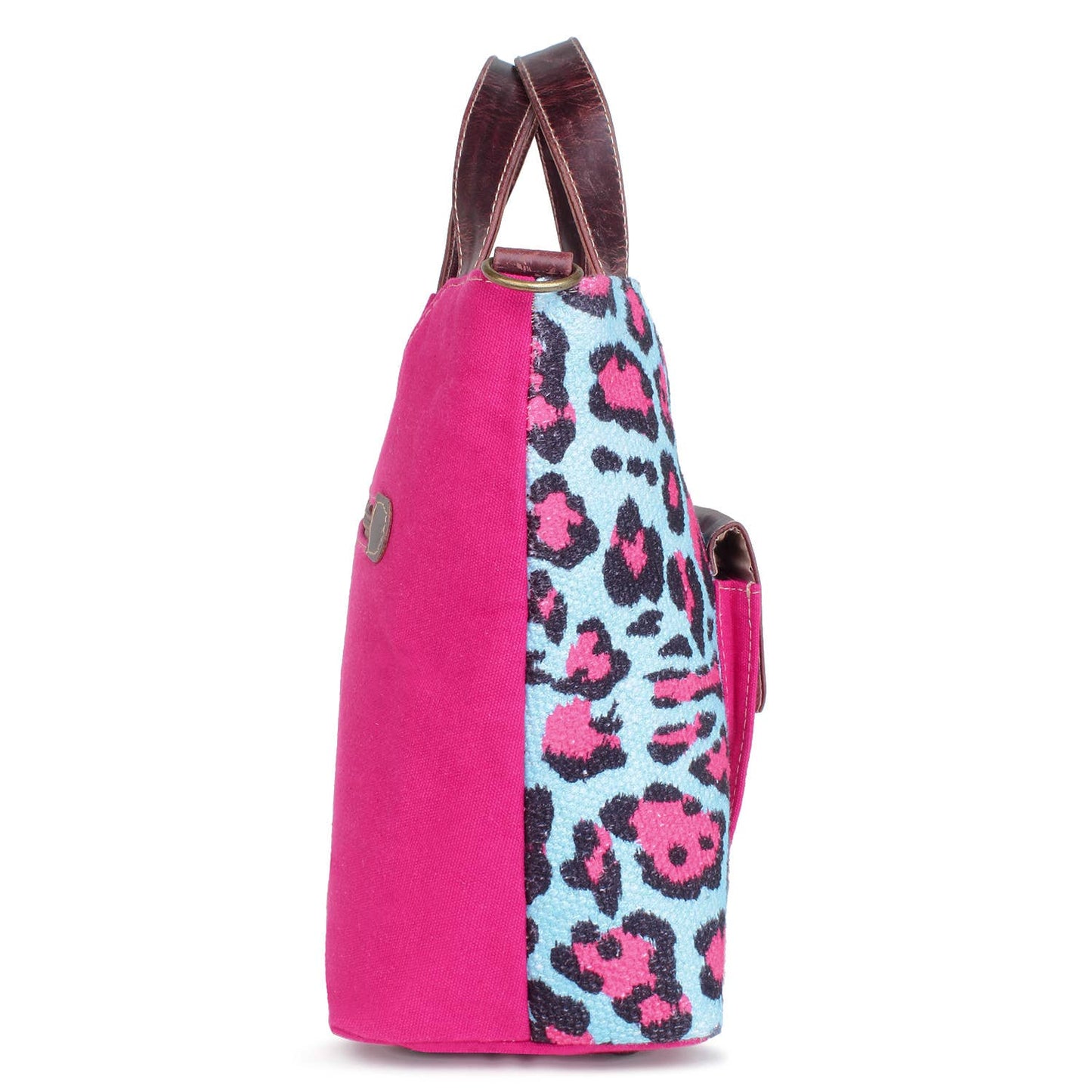 Hot Pink and Turquoise Wild Cat Animal Print 2 in 1 Crossbody