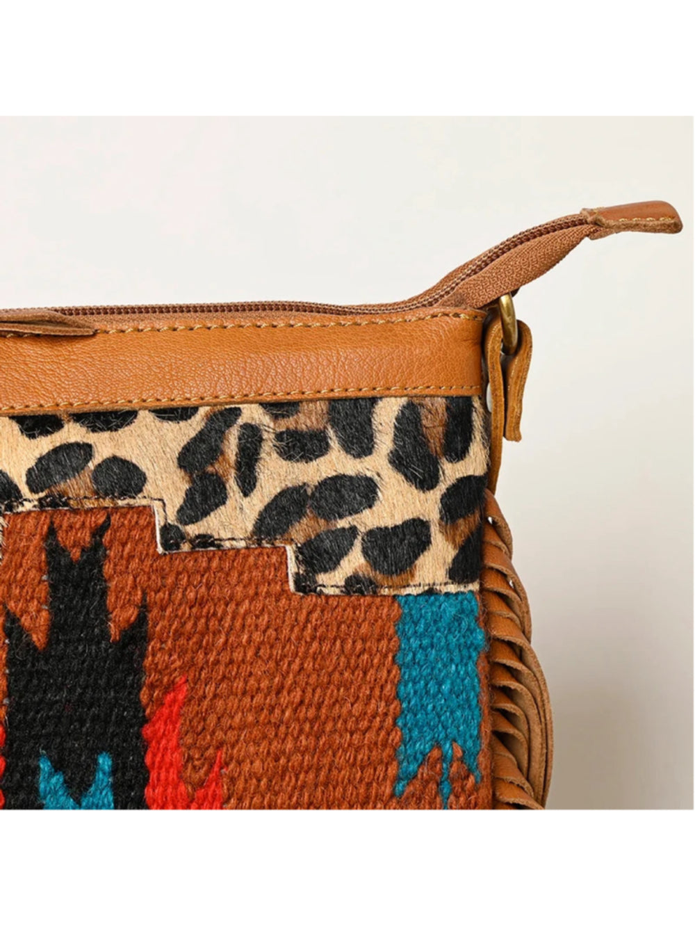 Ohlay by American Darling Wild Fire Cat Fringe Leopard Crossbody