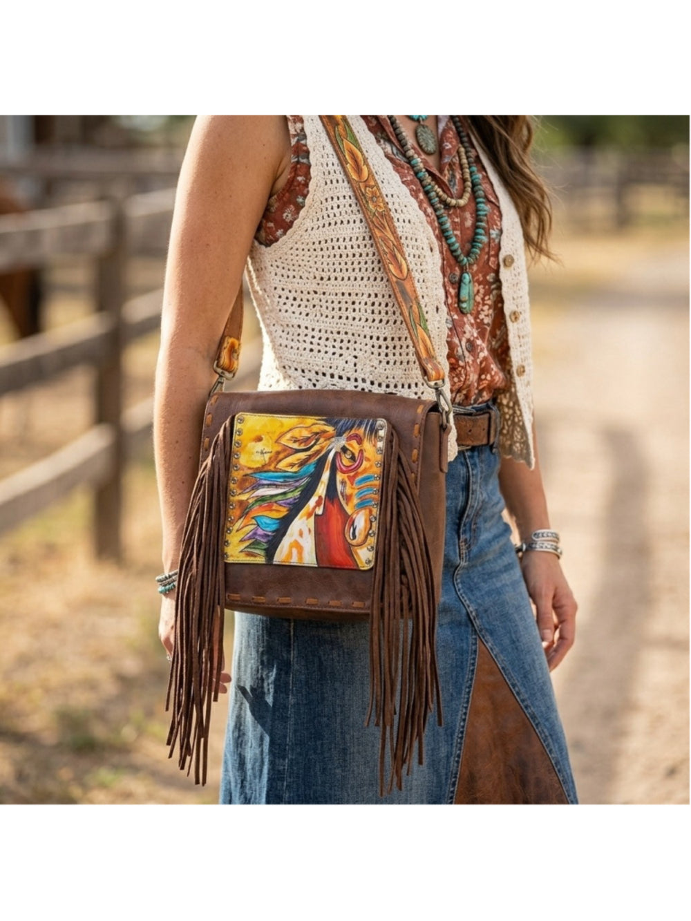 American Darling Wild Horse Desert Spirit Fringe Crossbody