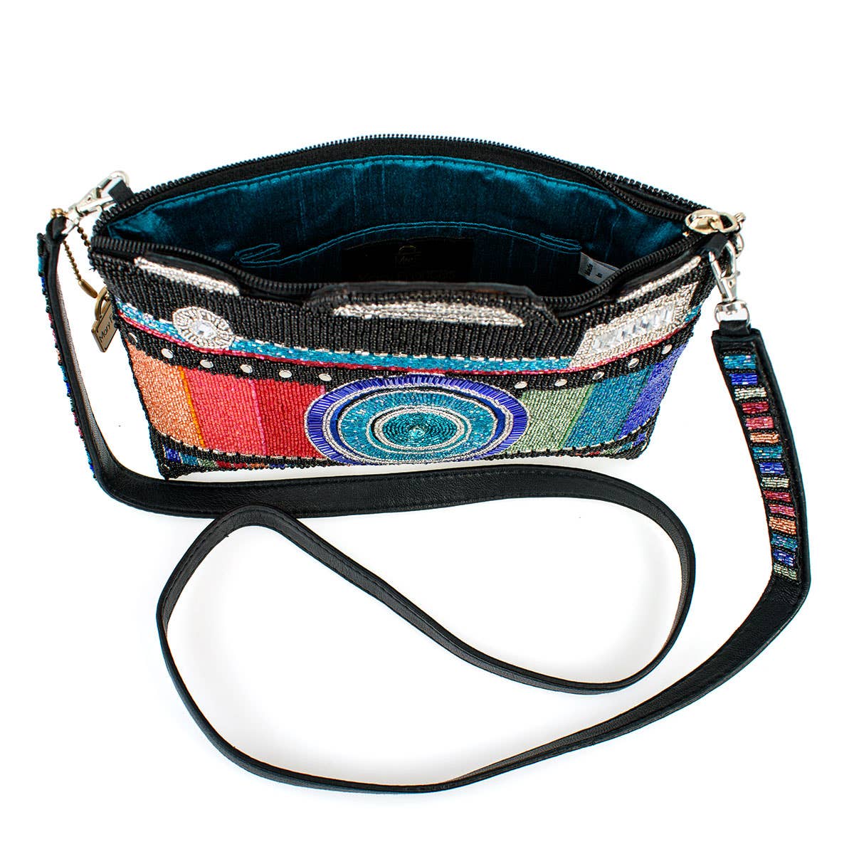 Color Fusion Rainbow Beaded Camera Mini Crossbody Handbag