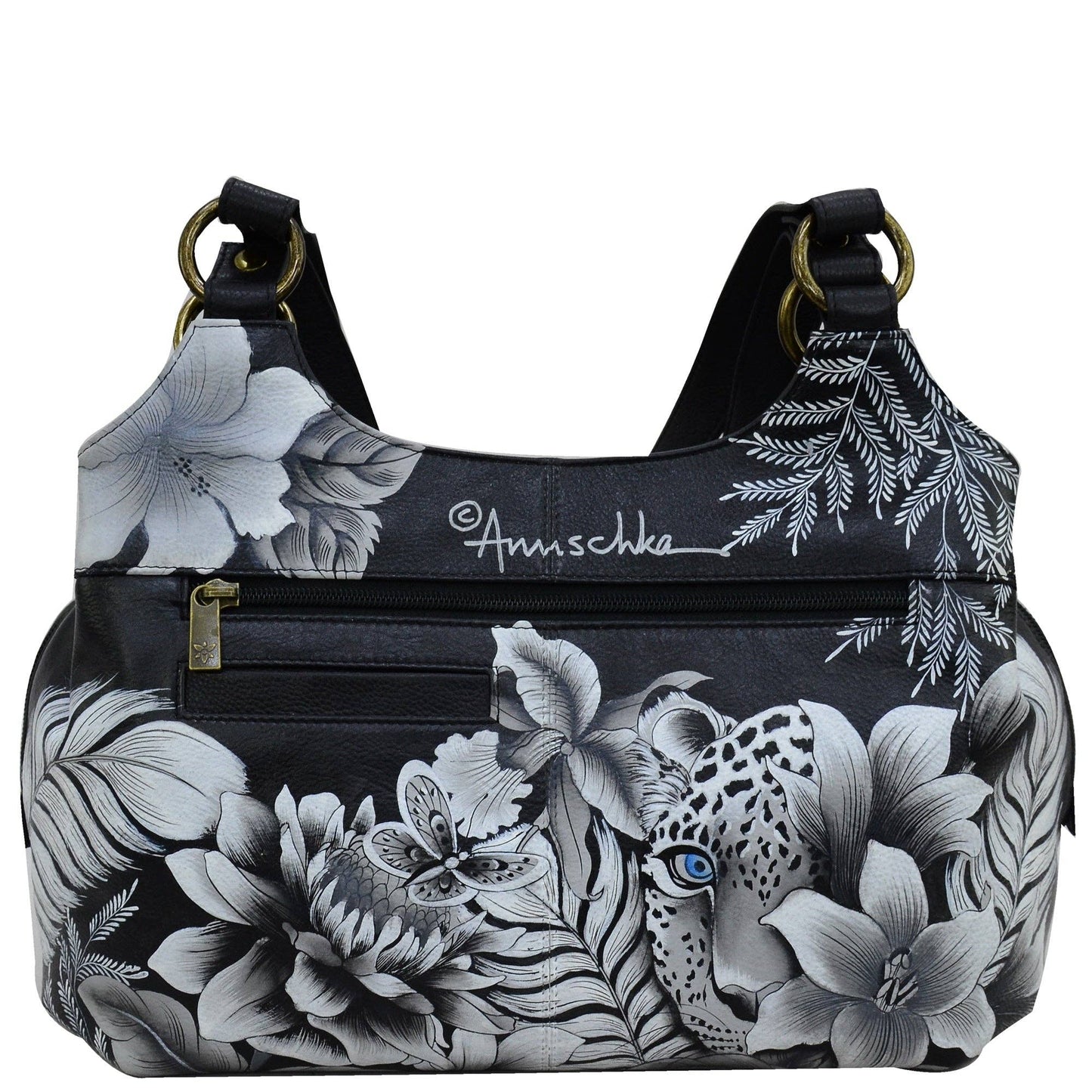 Hand-Painted Leather Triple Compartment Large Satchel - 652