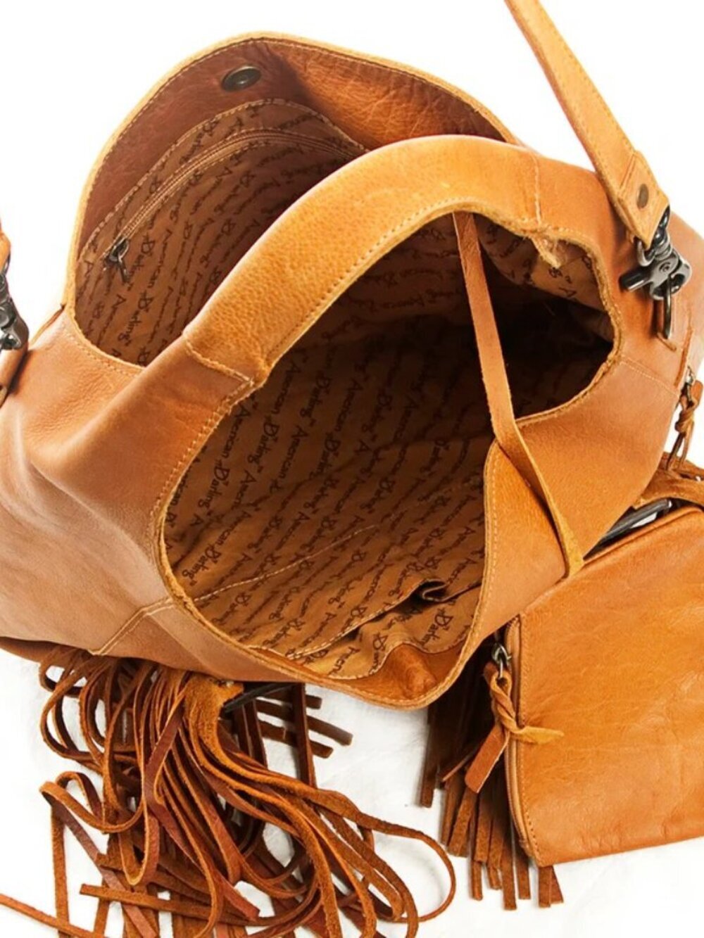 American Darling Sunflower Fringe Leather Hobo