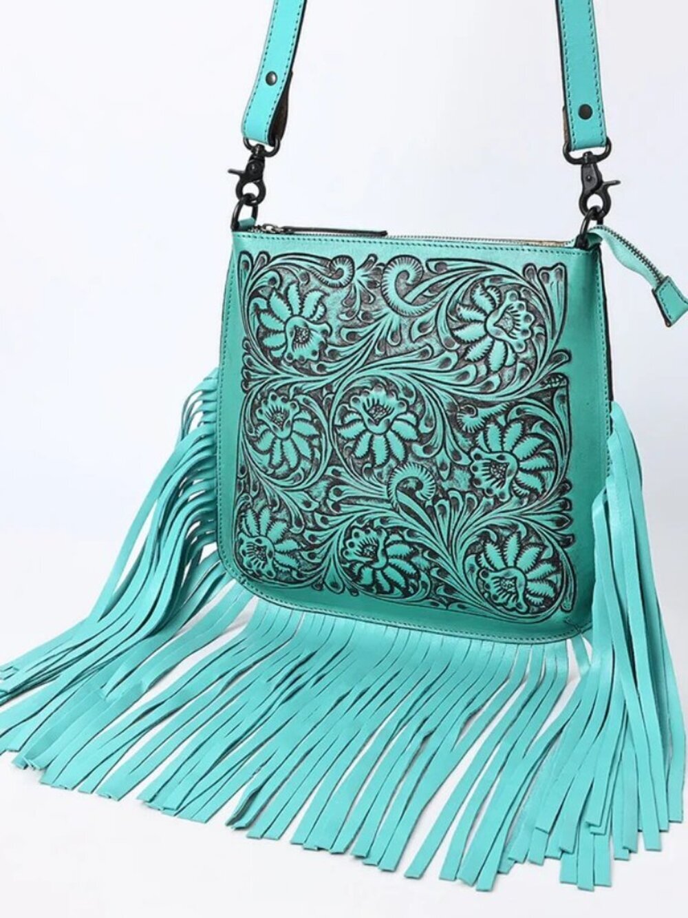 American Darling Boho Turquoise Fringe Crossbody Bag