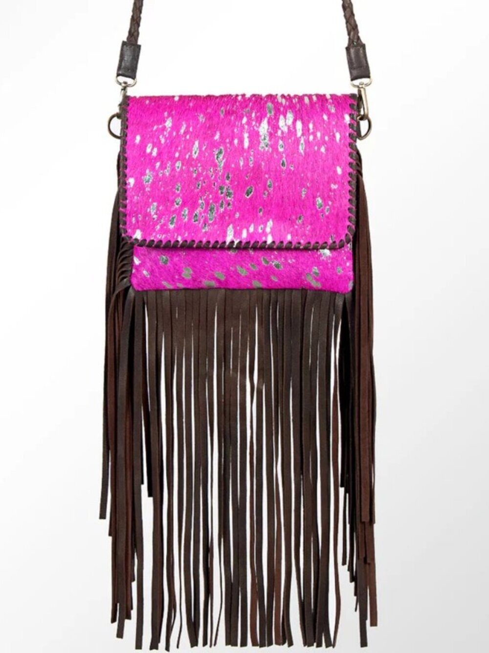American Darling Pink Neon Nights Fringe Crossbody Bag