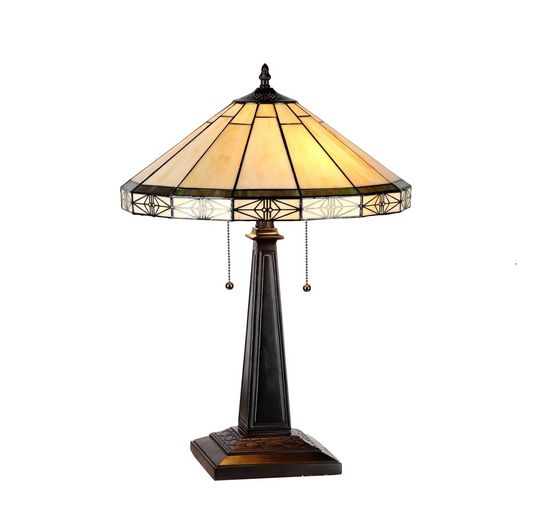 BELLE" Tiffany-style Mission 2 Light Table Lamp 16" Shade